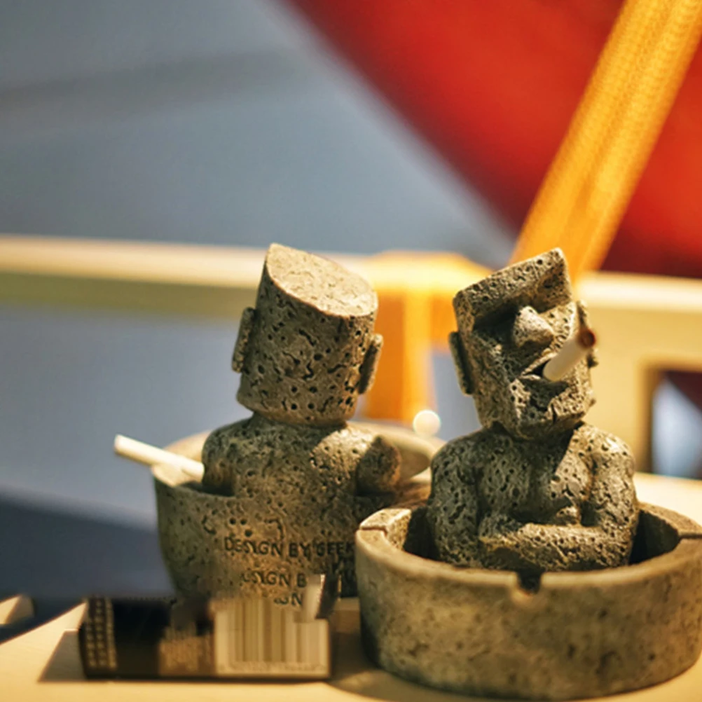 Moai Stone Ashtray Resin Cigarette Smoking Home Decorative Creative Ornament Desktop Gift For Men Father Husband - Image 5