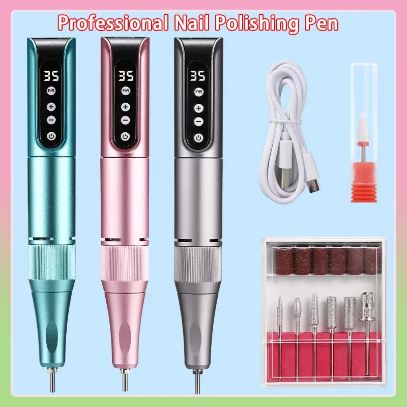 

35000RPM Wireless Nail Drill Pen USB Nail File Polishing Pen Rechargeable Nail Drill Machine Portable Manicure Drill Salon Tool