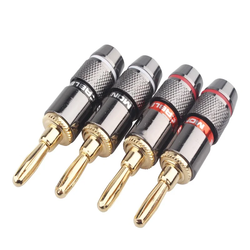 10pcs/5pairs Monster Banana Plugs Gold Plated Pure Copper Speaker Adapter Screw Speaker Plug Audio Connectors