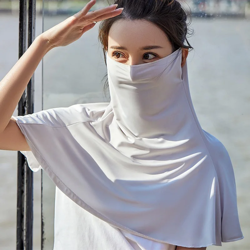 Women UV Protection Neck Scarf Ice Silk Face Mask Cover Outdoor Neck Wrap Cover Sports Cycling Sun Proof Sunscreen Face Scarf