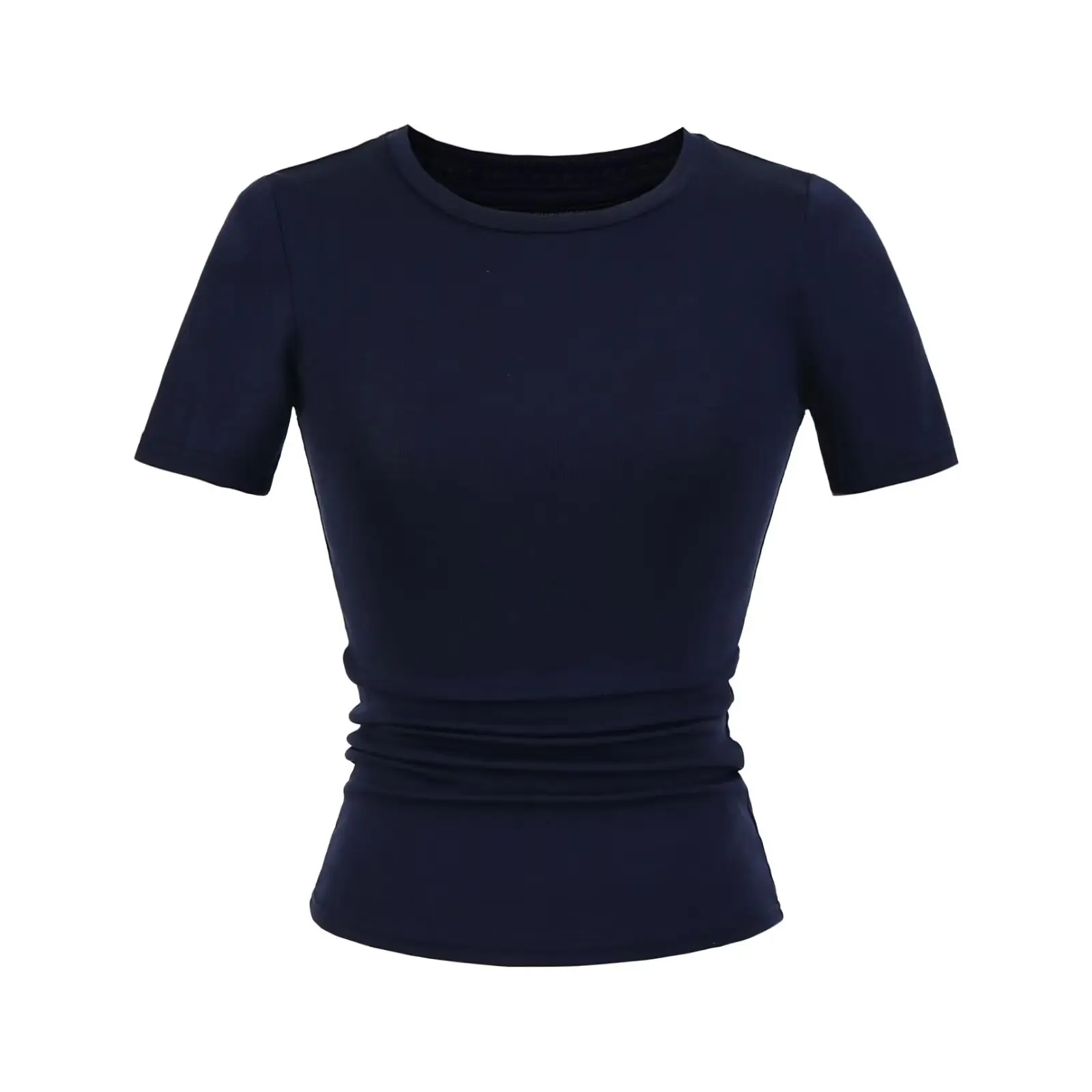 Slim Fit ort Sve round Ne T-irt Women Summer Thin Pure Desire Sle Lyocell Material Street Sle  Color Top