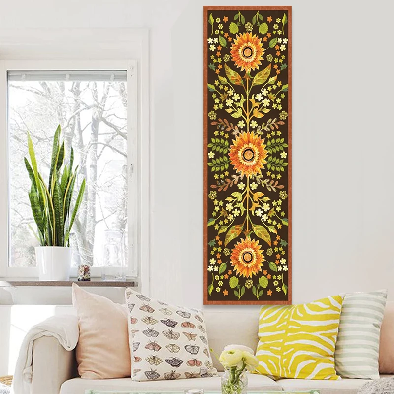 Indian Summer Floral Tapestry Wall Hanging Psychedelic Sunflower Plant Leaves Bohemia Home Decor Poster Art Home Decor Gift