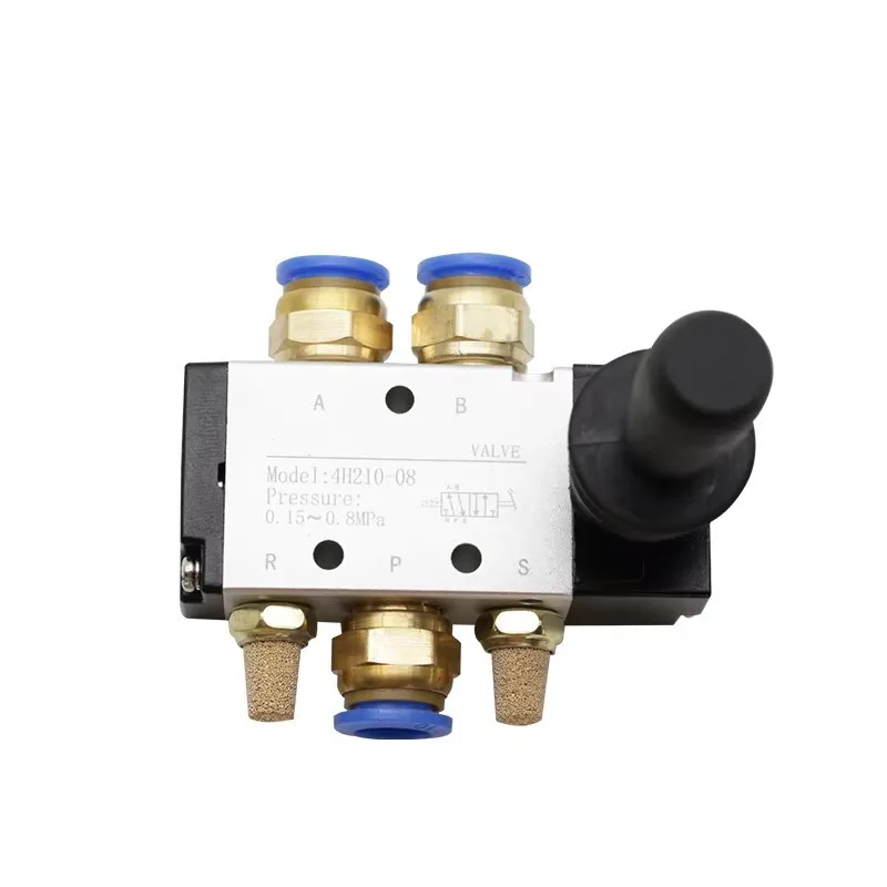 4H210-08 5/2 Way Hand Lever Operated Control Pneumatic Manual Valve With Muffler Silencer and Quick Fitting Select