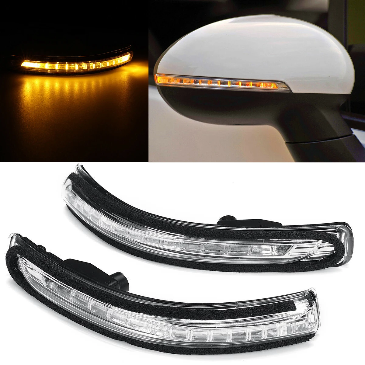 Pair Amber LED Rearview Mirror Lamp Indicator Turn Signal Blinker Light for KIA Rio MK3 2012-2016 87614-1W000 Car Accessories