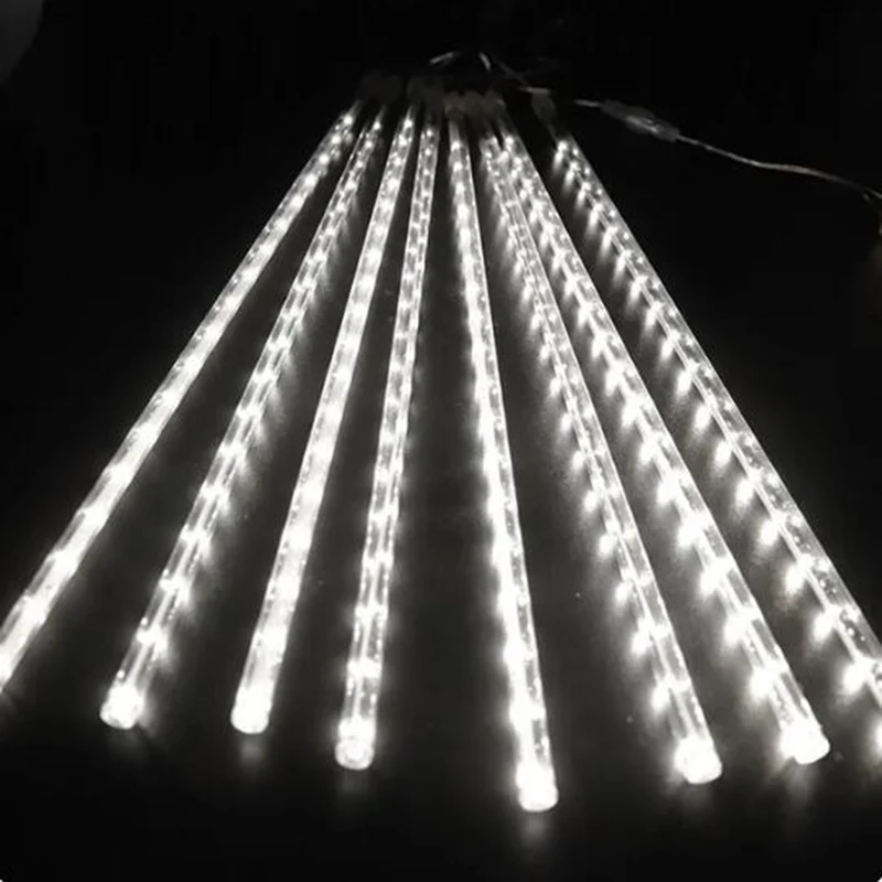 LED Meteor Shower Rain Light 8 Tubes Outdoor Garden Christmas String Light EU/US Plug Snow Falling Raindrop Icicle Light 50/30CM