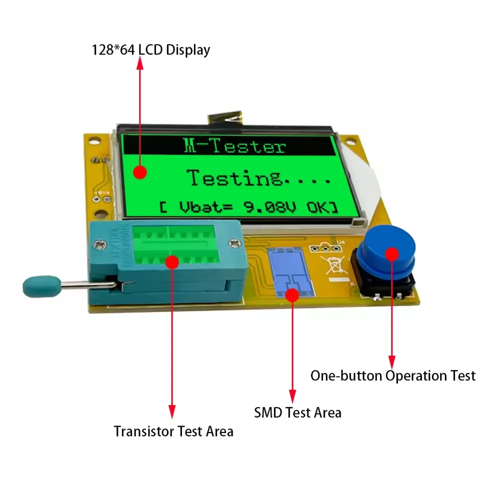 High Quality Brand New LCR-T4 MF9 TC1 T7 T10H ESR Meter Transistor Tester Diode Triode Capacitance SCR Inductance with Test Took