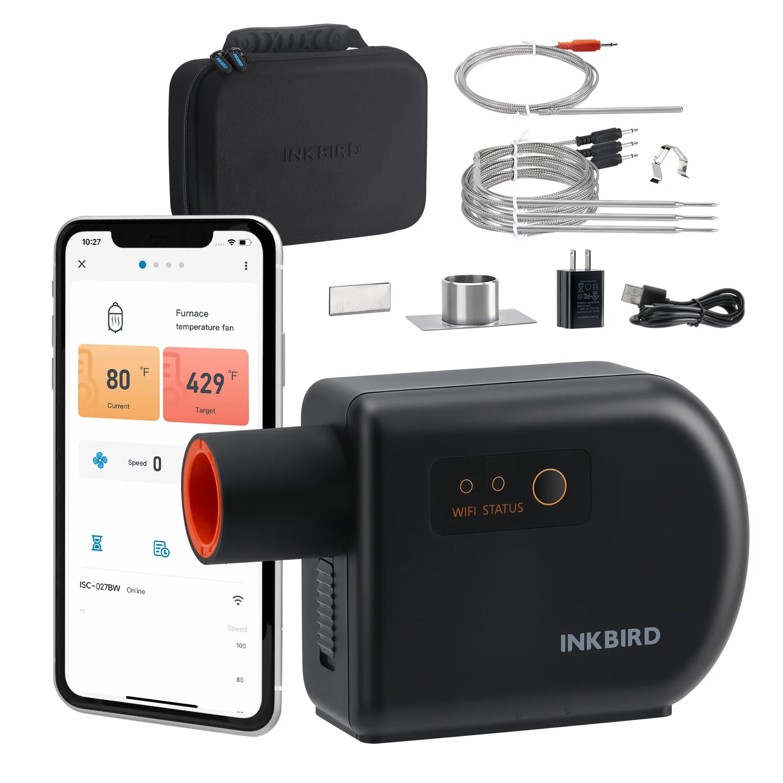Inkbird Bbq Temperatuurregelaar ISC-027BW Wi-Fi Bluetooth Automatische Roker Ventilator Controller Grill Thermometer Voor Groot Groen Ei