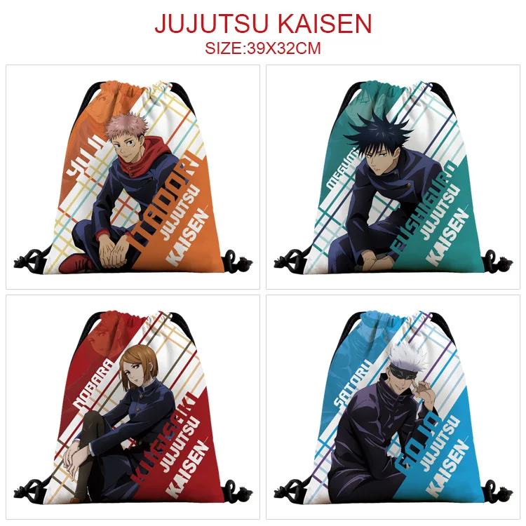 Jujutsu Kaisen  Anime Cartoon Portable Backpack School Drawstring Bag Full Color Storage Bag Student