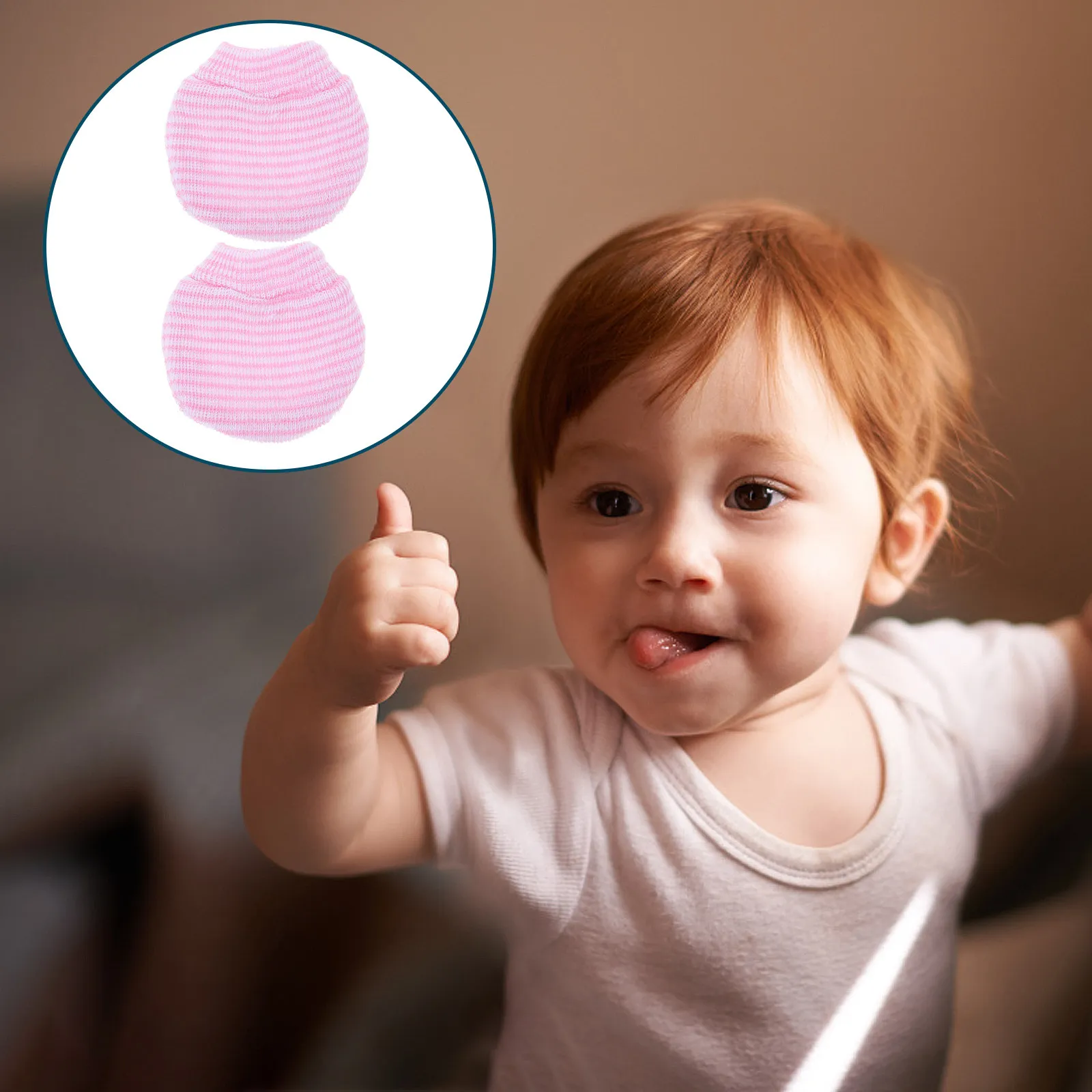 

1 пара вязаных хлопковых варежек для новорожденных, теплые перчатки для защиты от царапин, зимние перчатки для младенцев и малышей, противоскользящие, комфортные