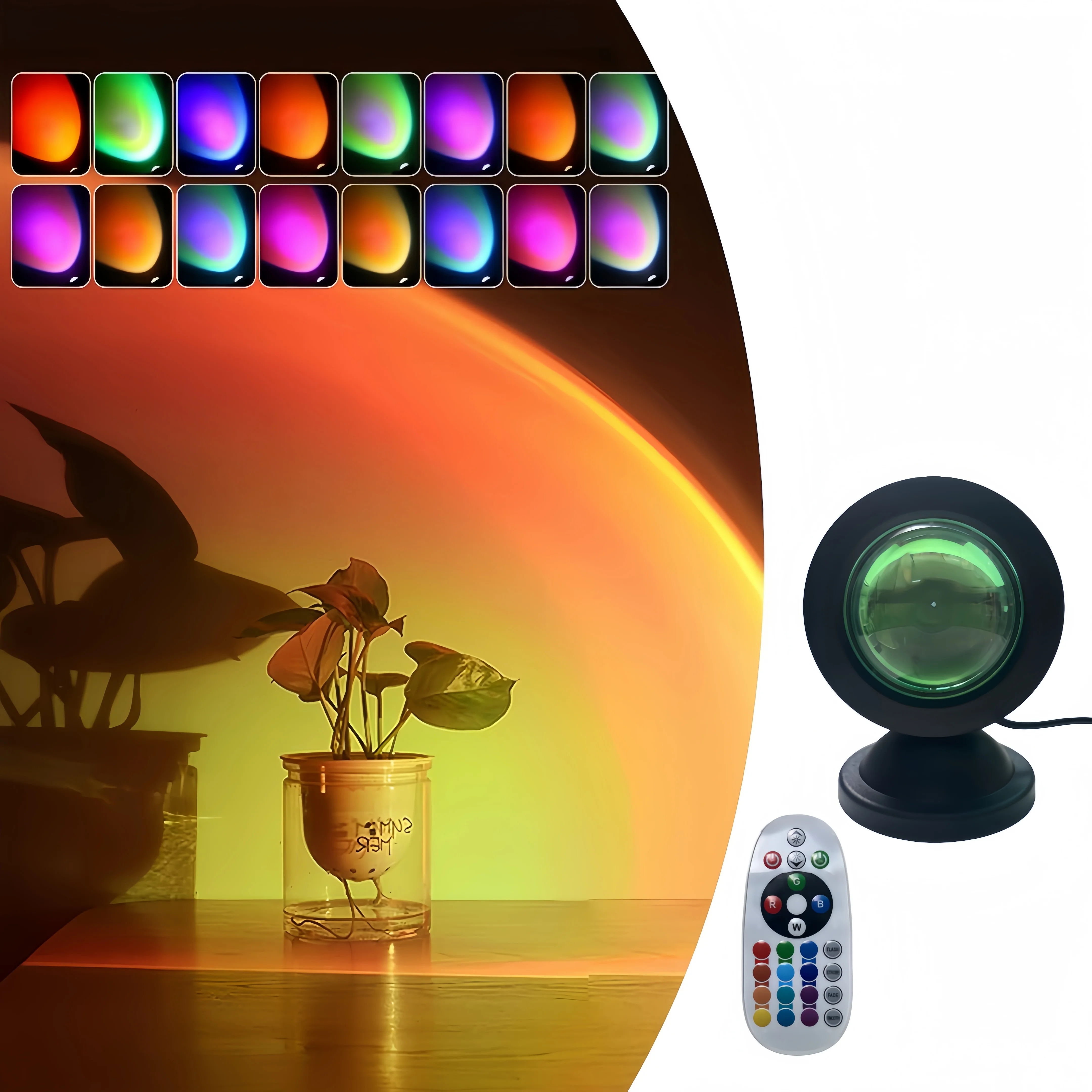Sunset Lamp Night Light Projection Lamps Christmas Light with Remote Mood Lighting Rainbow Sunlight Lamp Led Colorful Changing
