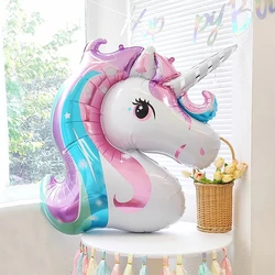 1pc Large Rainbow Unicorn Shape Foil Balloon for Unicorn Theme, Birthday Party, Baby Shower Decoration.