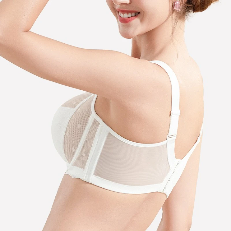 Krajková minimizer podprsenka pro ženy s plnými košíčky a kosticemi, dámské velké velikosti, spodní prádlo, velké velikosti, podprsenky BF Cup, bez vyztužení - náhled 4