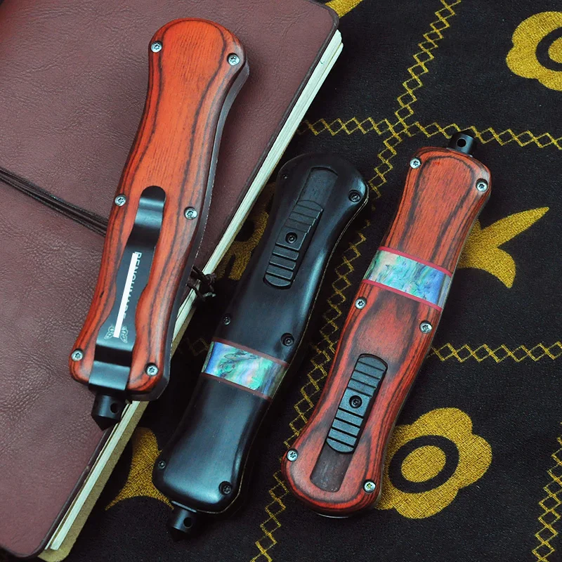 

BM3300 INFIDEL Series OTF Tech Knife D2 Blade Outdoor Camping Knife Wood + Stell Handle Тактические карманные ножи для выживания EDC Tools