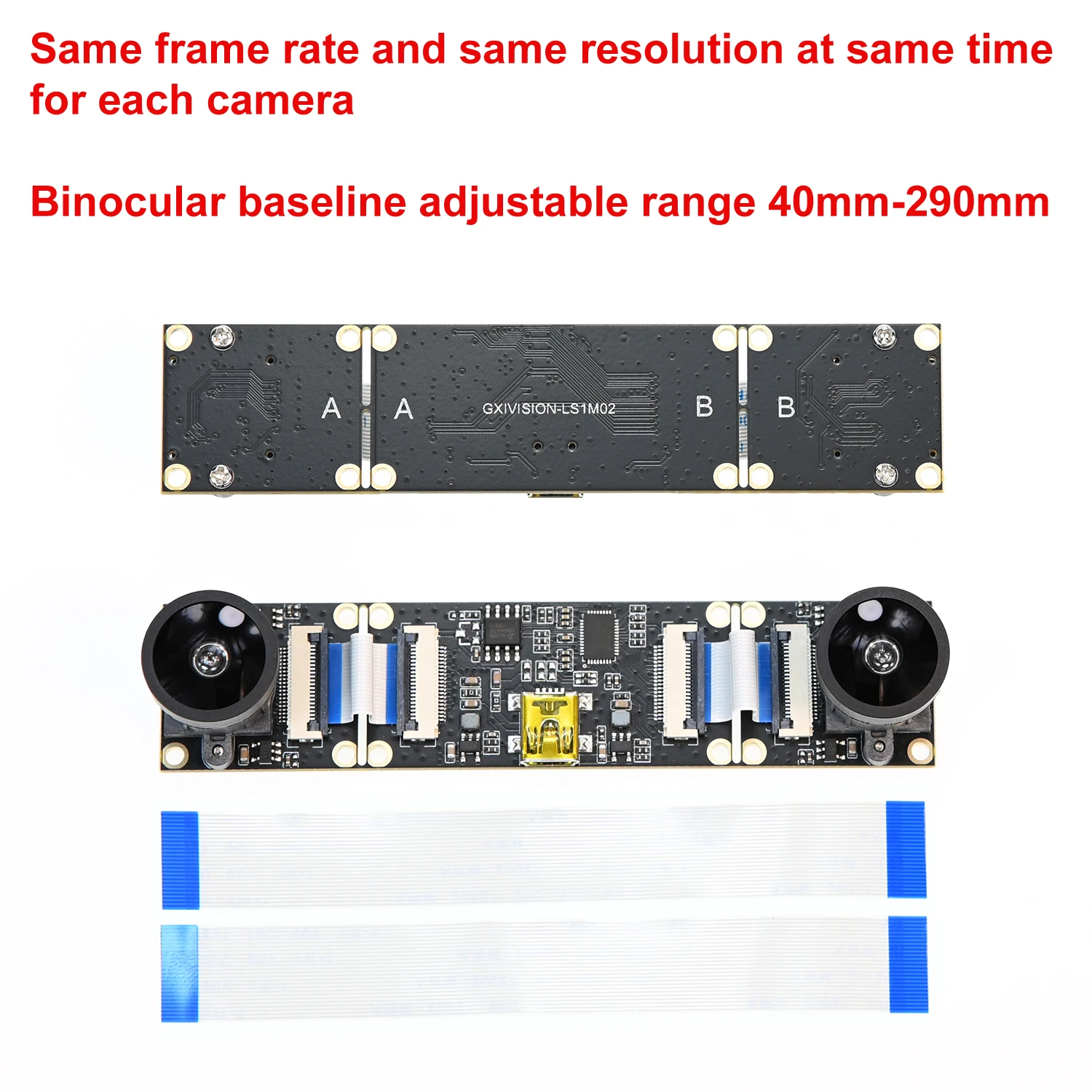 GXIVISION 720P USB Camera Module Dual Lens Synchronous, 2560x720 30fps,Baseline Adjustable,For 3D Stereo Printer VR Ranging