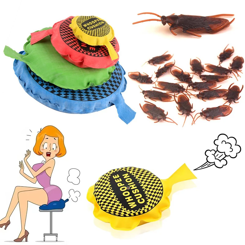 1 قطعة وسادة Whoopee مع 5 قطعة الصراصير لون عشوائي المزحة ضرطة الوسادة 3 الأحجام المتاحة صنع الضوضاء مهرجان لعبة حفلة الدعائم ZYF #1