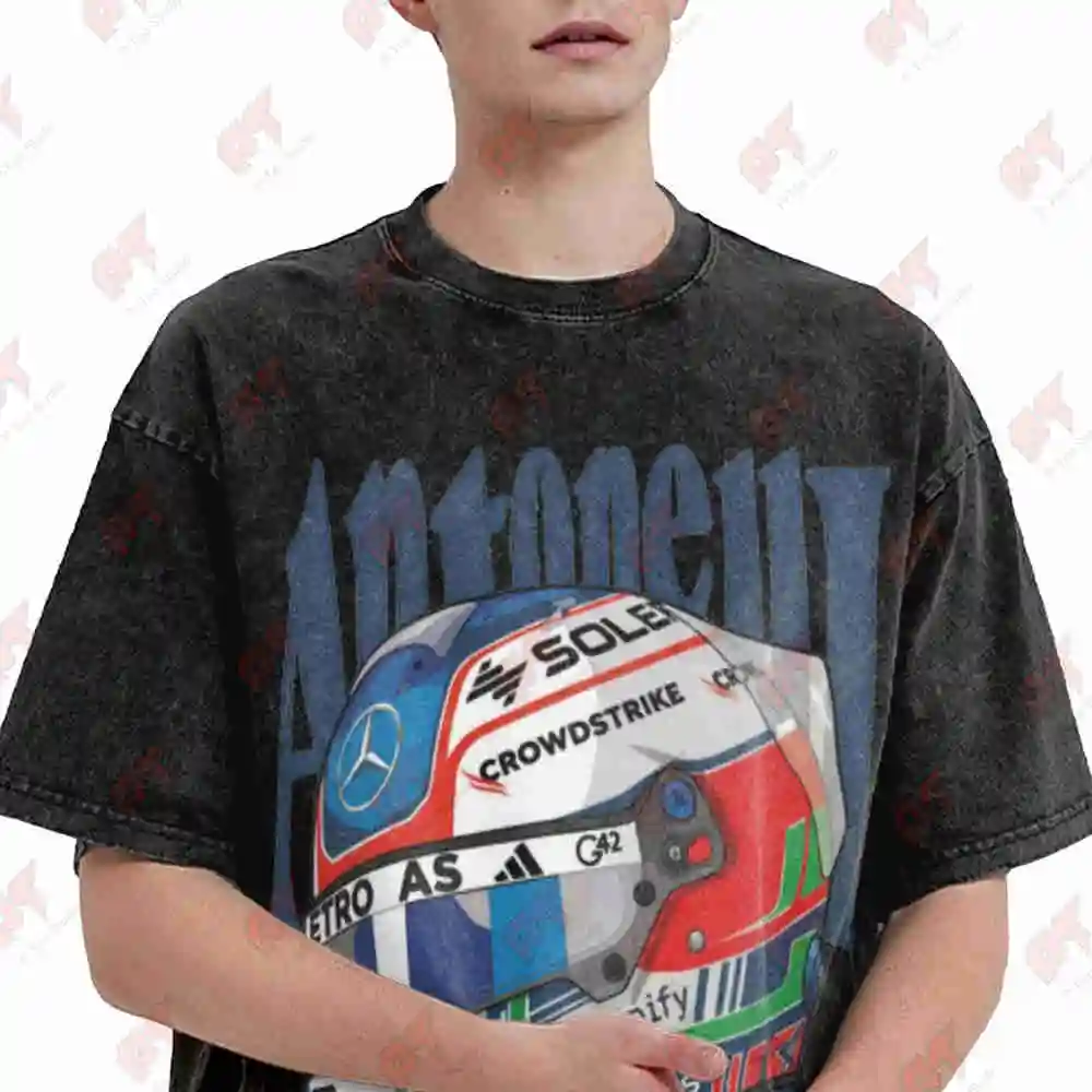 Vintage Kimi Antonelli 12 Racing Motorsport Vintage Washed Tee Pure Cotton T-Shirt