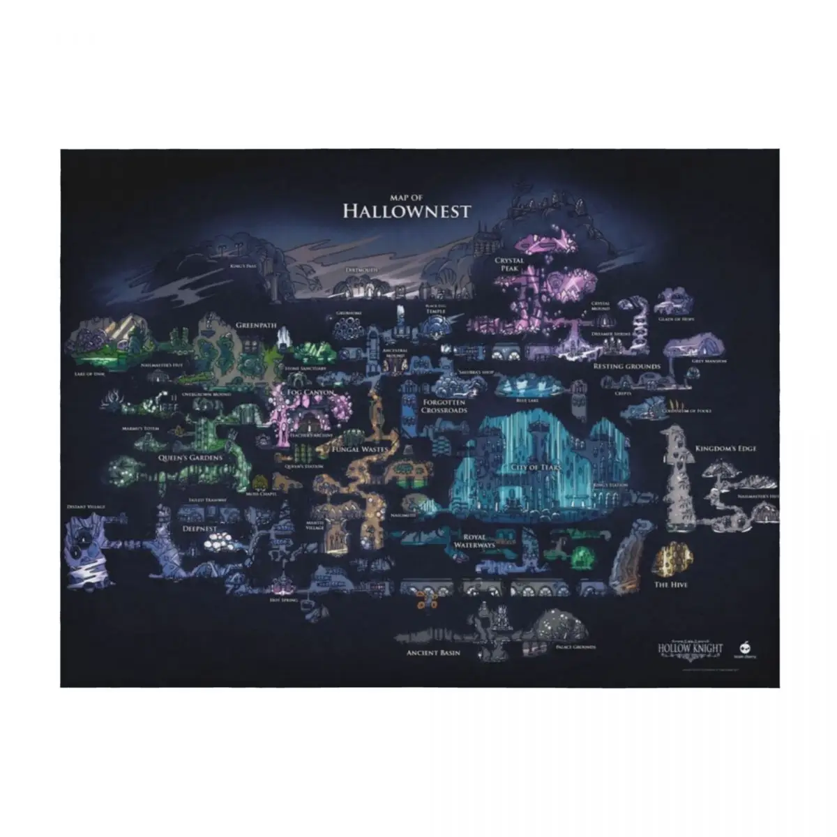 

8K Hollow Knight Map Throw Blanket Bed linens Large Polar Multi-Purpose Blankets