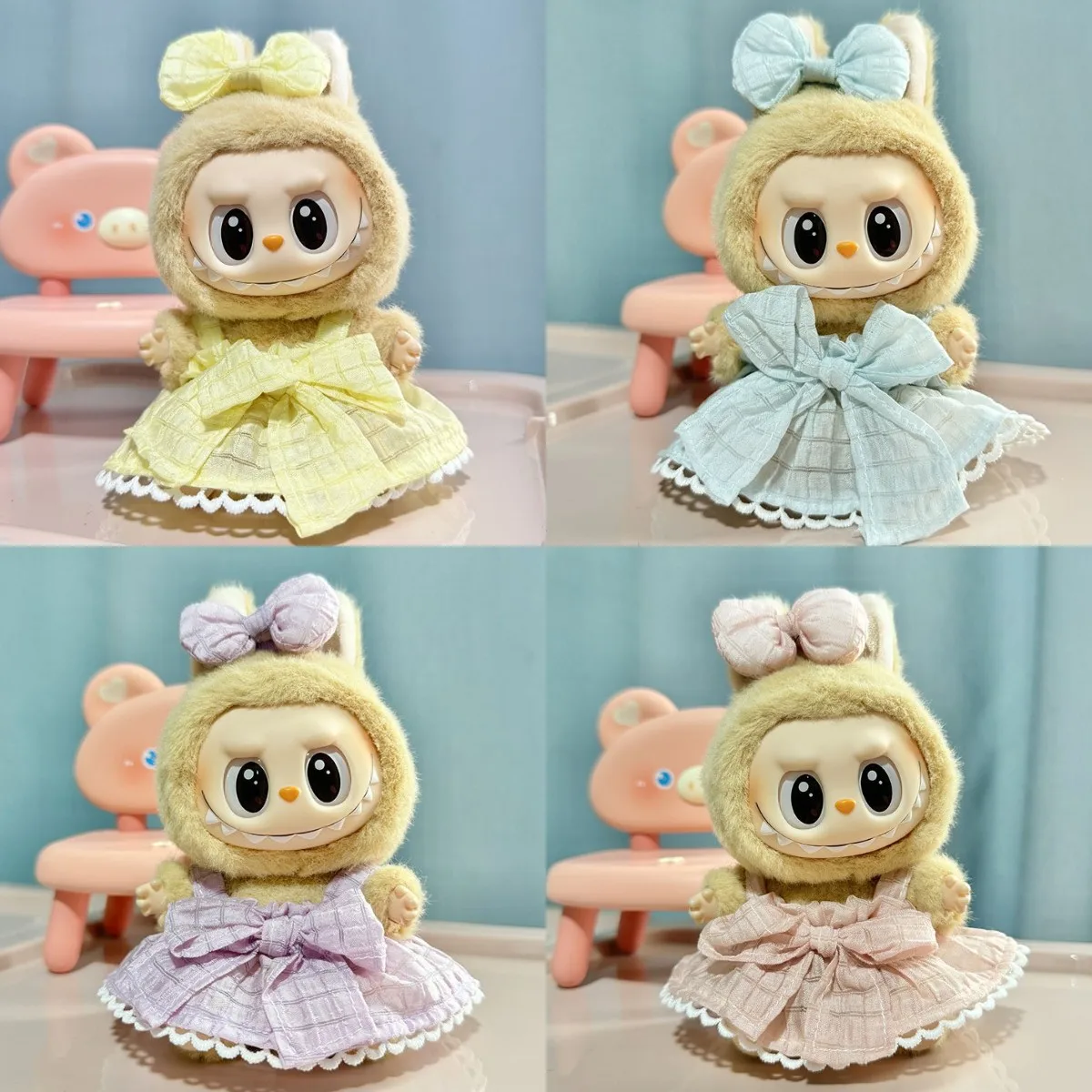 

17cm Labubu II Idol Dolls Clothes Cute Mini Plush Doll Outfit Diy Accessories For Korea Kpop Exo Clothing 5 Colors Baby Skirts