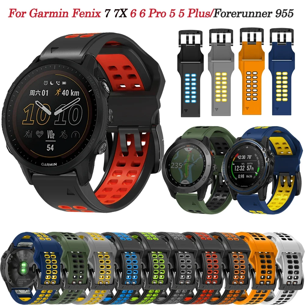 

22 26MM Silicone Watch Band Forerunner 955 945 Bracelet Straps For Garmin Fenix 7X 7 6 6X Pro 5 5X Plus Quick Release Smartwatch