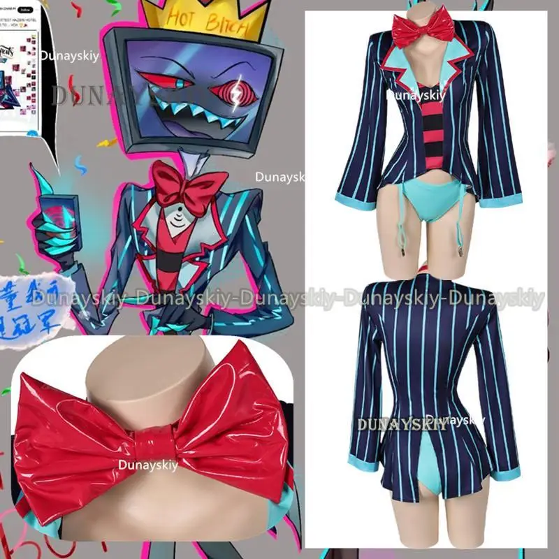 

Vox Hazbin Cartoon Hotel Cosplay Fantasia Costume Sexy Lingerie for Adult Women Disguise Jacket Outfits Halloween Carnival Suit