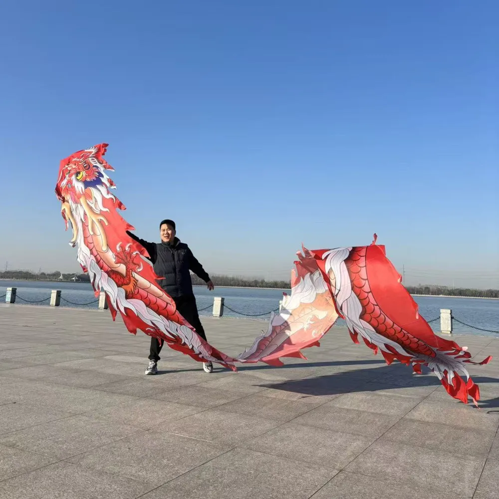 8 متر الحرير التنين الرقص الذيل الشريط الملحقات في الهواء الطلق ممارسة الدعامة مهرجان الإمدادات (لا تشمل رأس التنين) #1