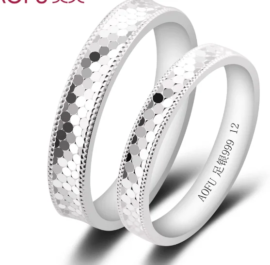 

Кольца из чистого серебра 999 пробы для пар, кольца из настоящего серебра на палец 3 мм для женщин, 4 мм для мужчин