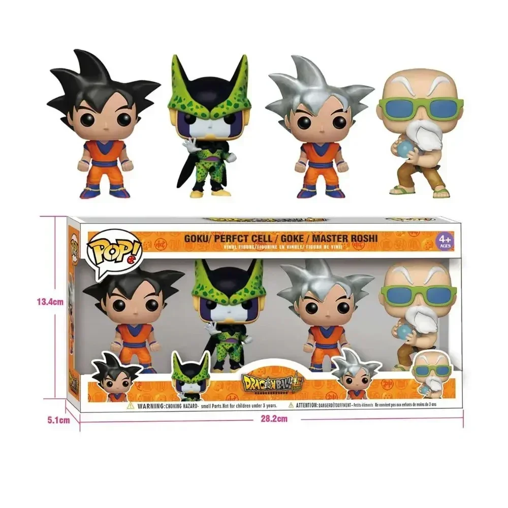 4pc/set Funko POP Dragon Ball Z Figure GOKU PERFT CELL MASTER ROSHI Vinyl Clint Action Figure Collectible Model Toys