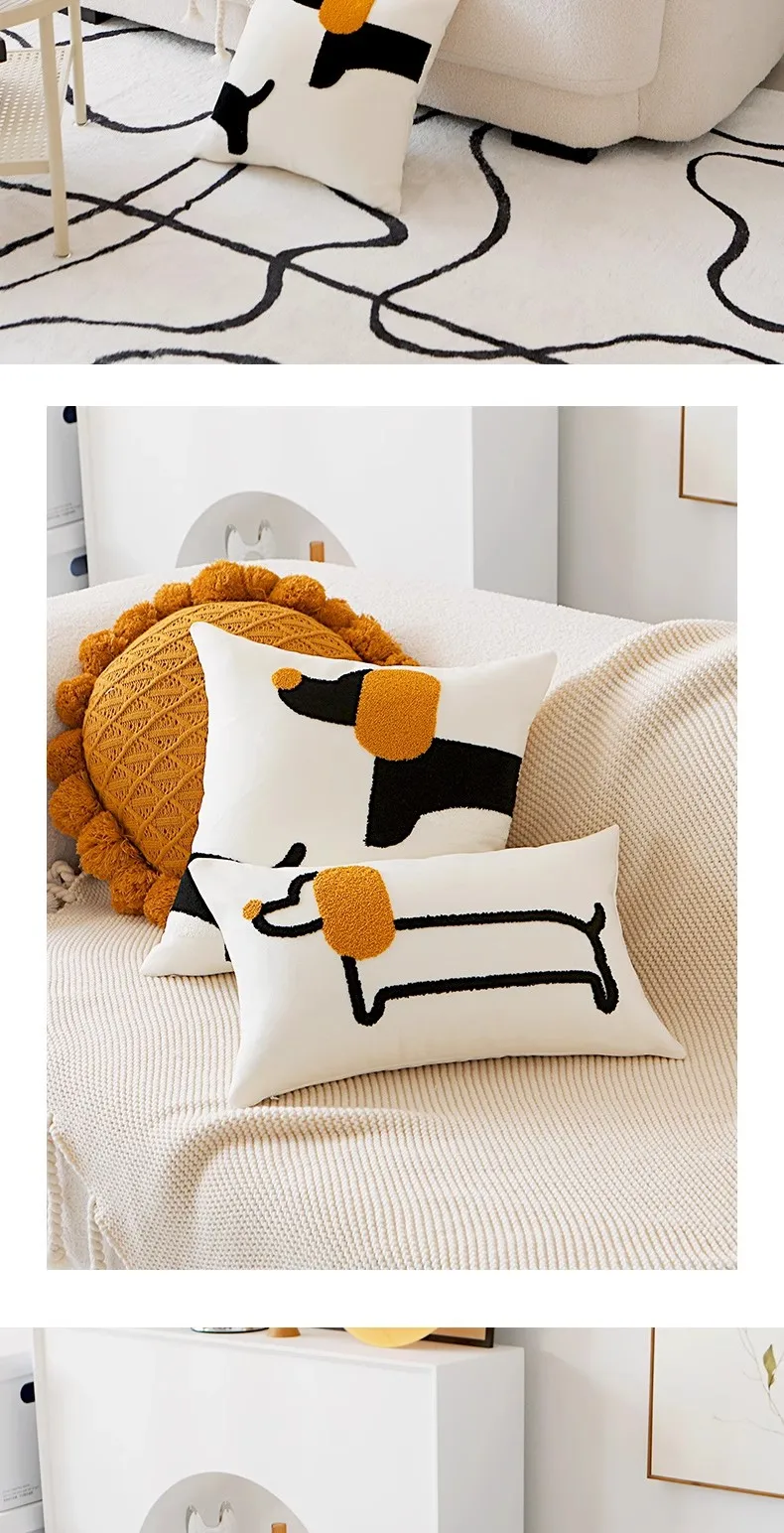 Original Design bestickt Kissen Kissenbezug moderne einfache Hund Kissenbezug Ins Tier niedlich Sofa Dekor Kissen Kissenbezug – Detail 4