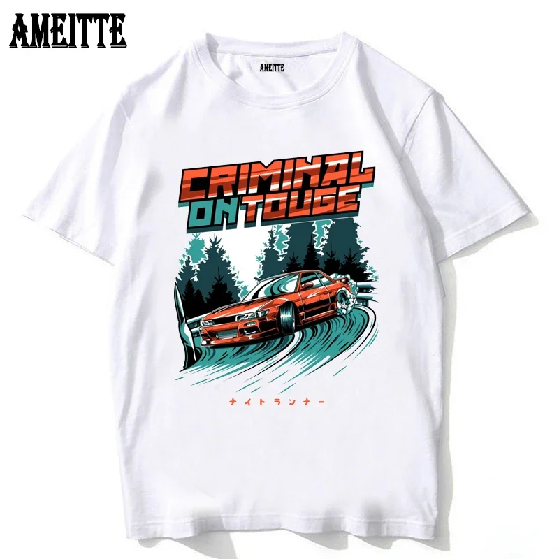 

Silvia S13 Criminal on Touge Drift King Style Japanese Race Car T-shirt Men JDM Tees