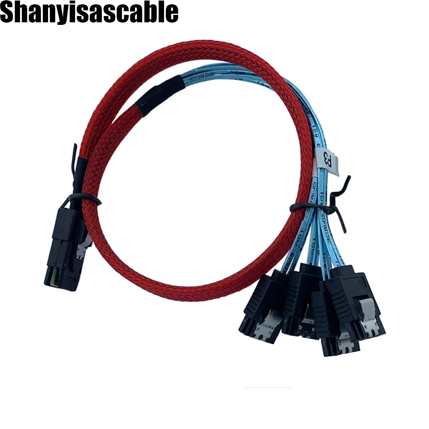 

1.0M Red Data cable High quality mini sas sff-8087 to 4 sata 7P female Server high-speed connection cable