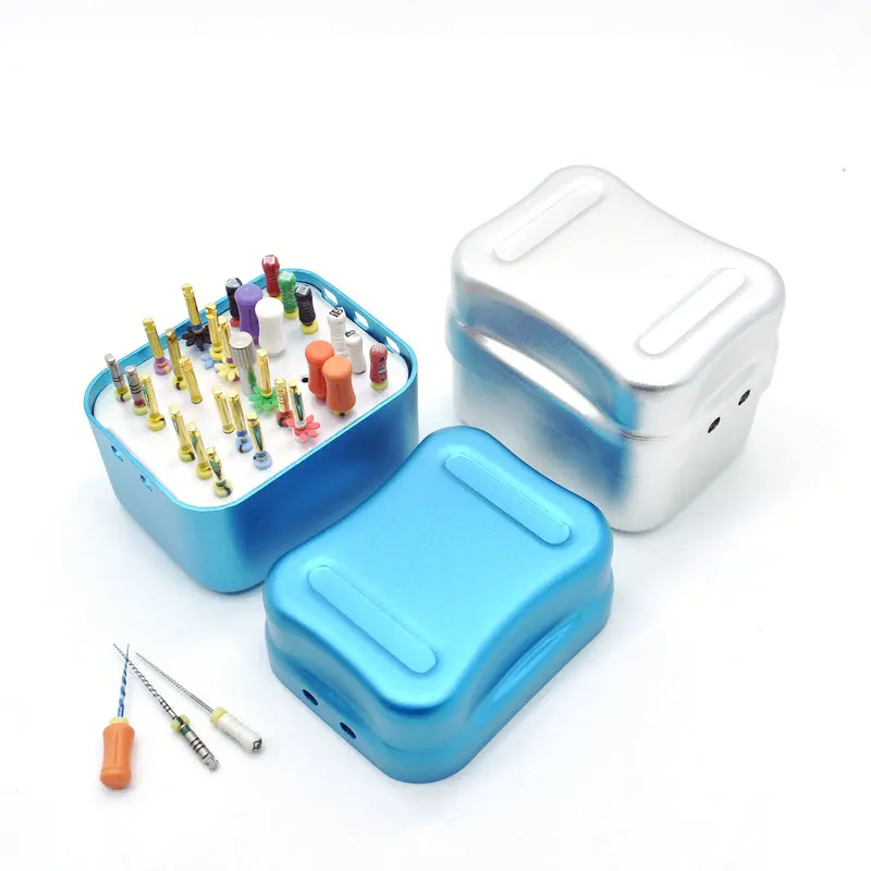 F062 Dental Disinfection Metal Box 30 Points Endo Files Holder  Autoclave Sterilizer Case Burs For Oral Care Tools Random Color