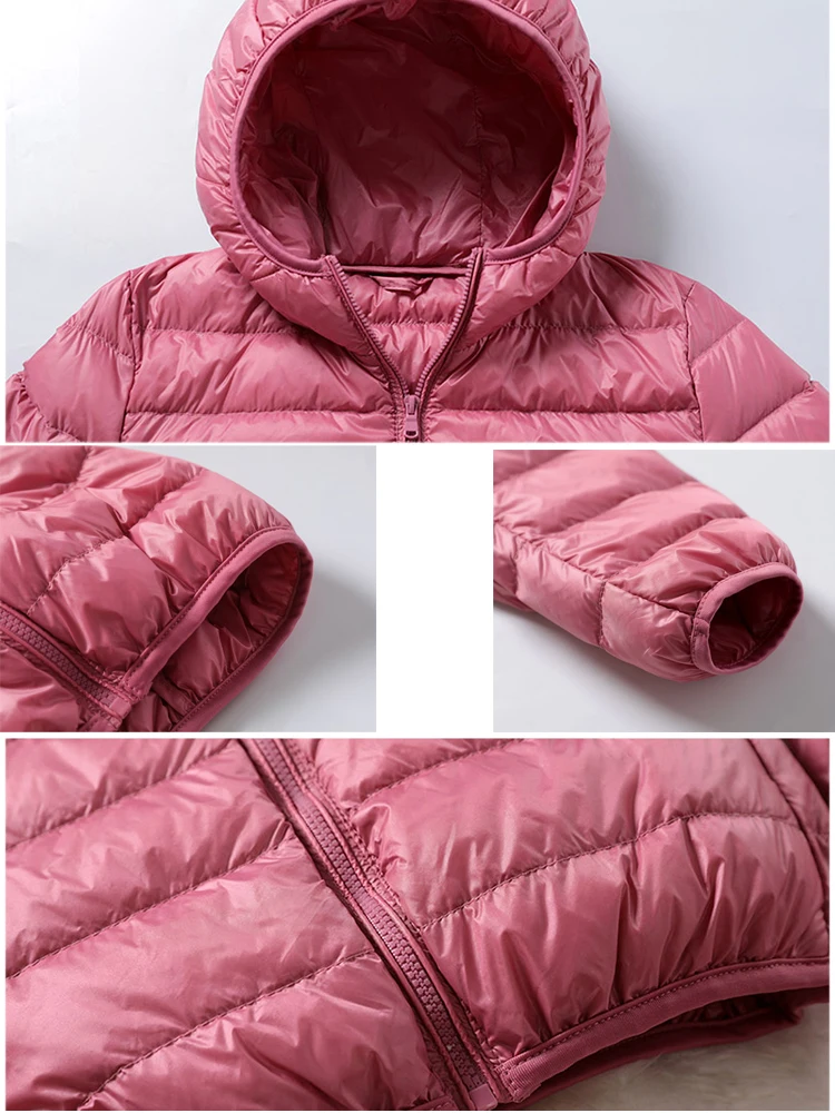 Winter Ultra Light Thin Down Jacket Women Hooded Duck Down Jacket Casual Warm Internet Down Jacket Solid Slim Coat With Zipper