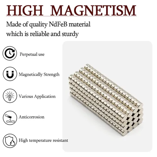 Imagen 2 del producto Imán de neodimio redondo súper fuerte de 5mm x 3mm, imanes potentes N35, pequeño imán magnético permanente para refrigerador NdfeB 5x3
