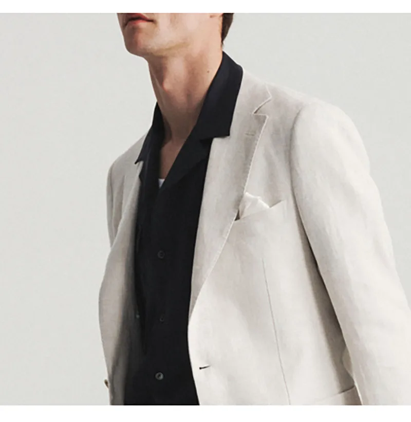 High-end Natural Linen Men's Suit - Lightweight Comfortable, Suitable for Both Business Casual Wear. Breathable Sweat-absorbent