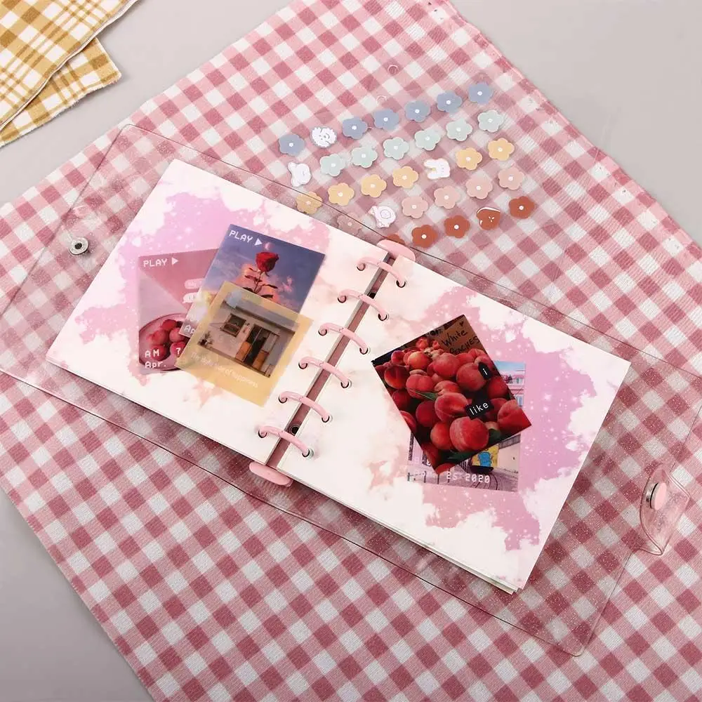 Papelería, suministros escolares, libro de tarjetas, Agenda A7, cuaderno de fotos, libro cuadrado de hojas sueltas con purpurina, carpeta para revistas