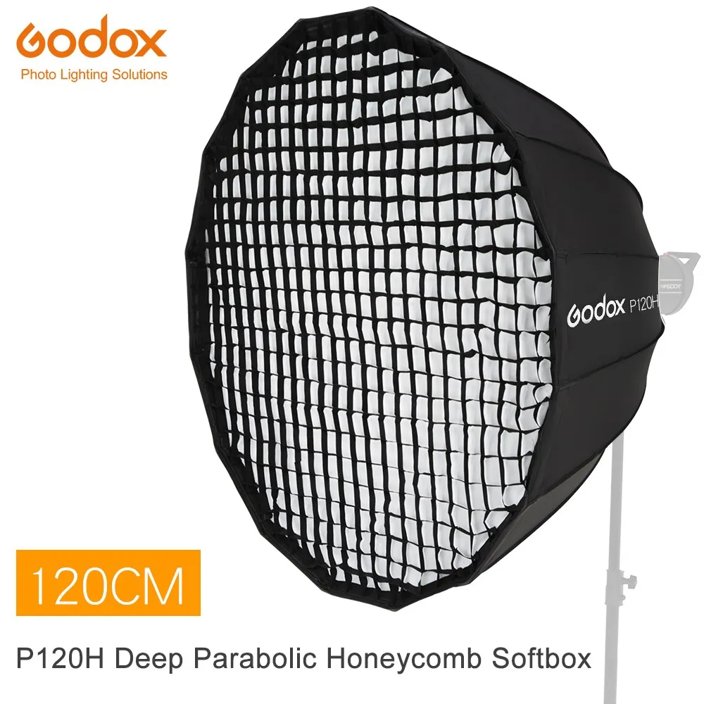 Godox Portable P120H 120CM Deep Parabolic Honeycomb Grid Softbox Bowens Mount Studio Flash Reflector Photo Studio Softbox