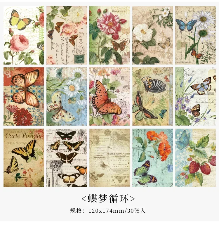 30 Blatt klassische Retro-Buchstaben, Karten, Rosen, literarisches Scrapbooking, Junk-Journal, dekorative Decoupage-Papiercollage – Detail 4