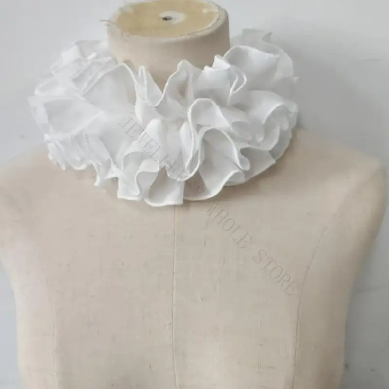 R7UF Layered Ruffle Collar and Wrist Cuffs Accessory Set for Adult Wedding Styling