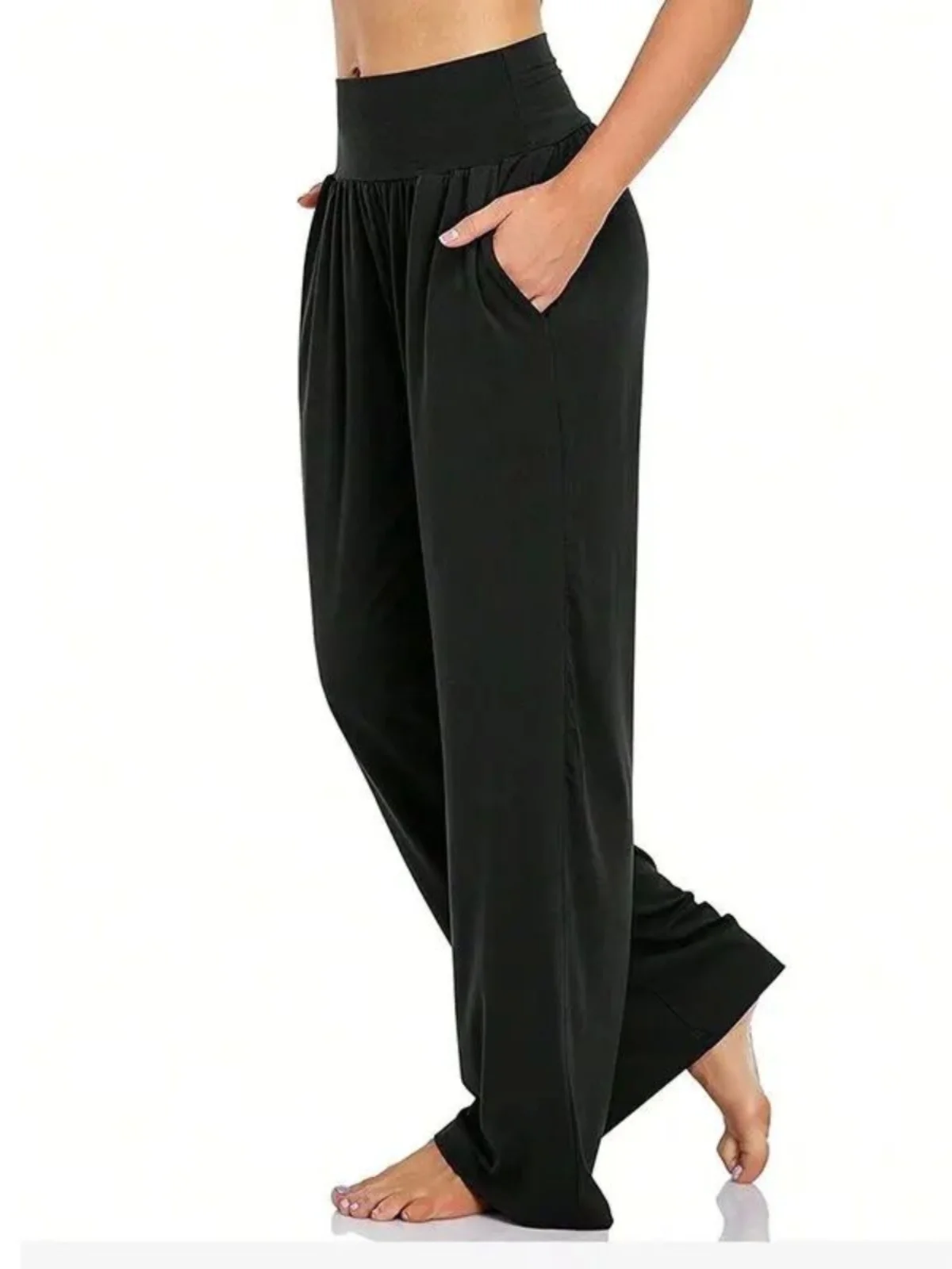 Plones de Yoga Casus de Pierna Recta y Cintura Alta, Estilo Urbano, Bloques de Color, Fibra de Poliéster, Plones d...