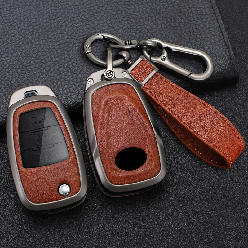 سبائك الزنك سيارة مفتاح القضية 3 زر الوجه المفاتيح التحكم عن بعد Fobs حامي غطاء سترة ل FAW Besturn X80 2018 2019 2020 #6