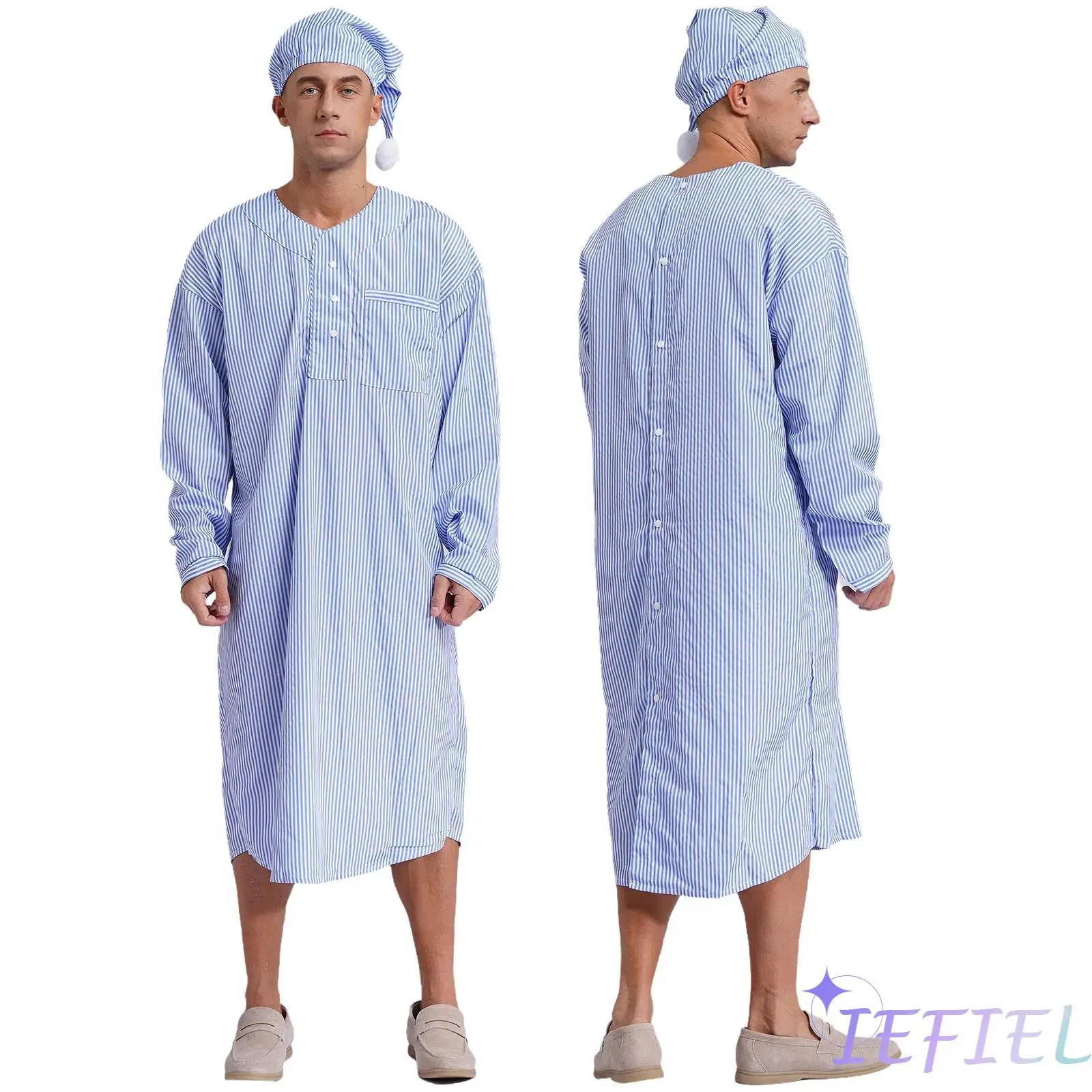 

Mens Nightshirt Set Pajama Party Dress-up Theme Nightshirt Robe with Headwear Nightgown Arabian Robe for Halloween Masquerade