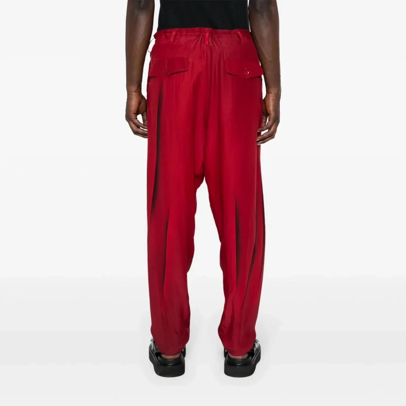 YOJI OOAK التصميم الأصلي للرجال السراويل الحريرية المطبوعة مجردة ندبة نمط مستقيم الساق السراويل عارضة للرجال