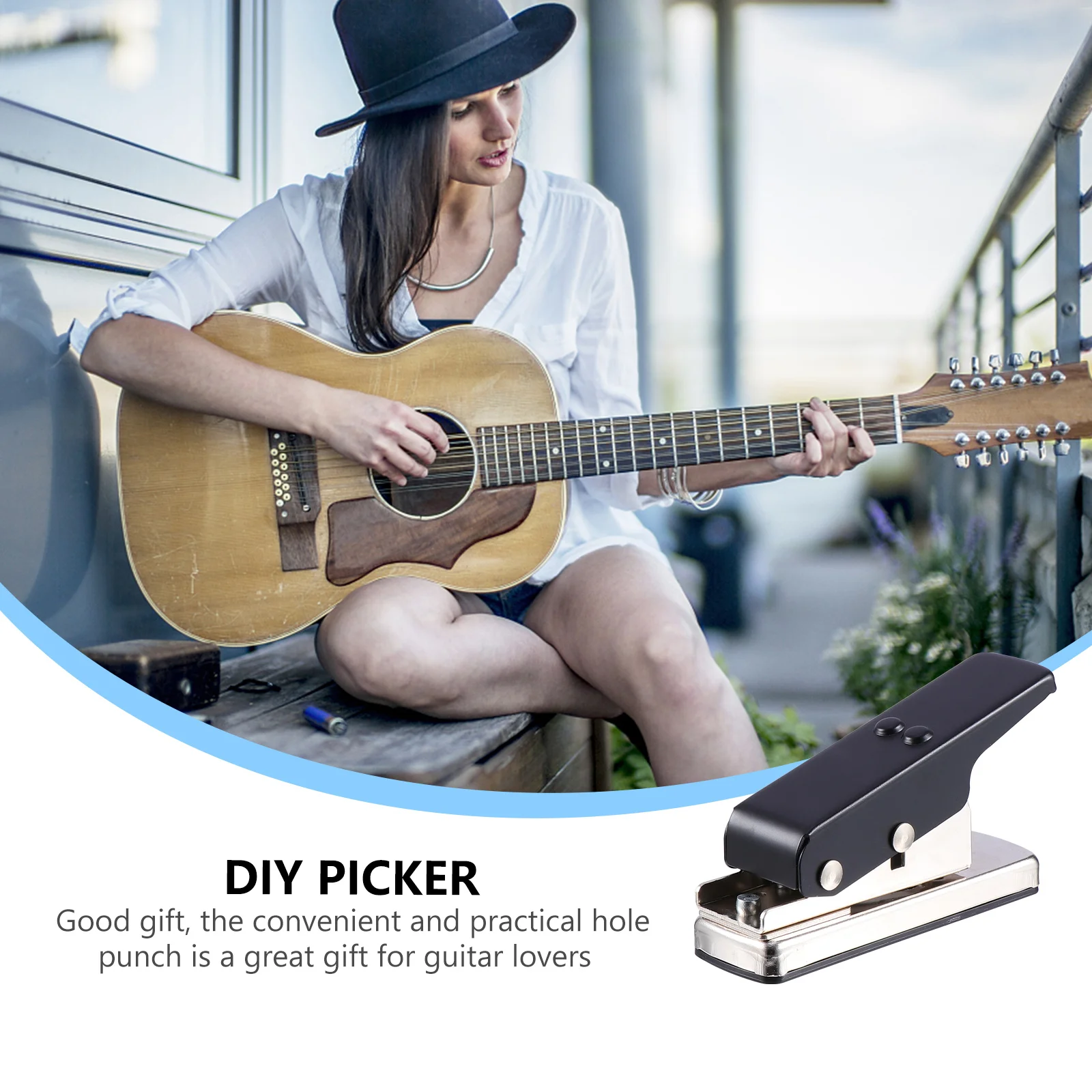 

1pc Diy Guitar Pick Hole Puncher Iron Tool Durable Long-Lasting Reusable Plectrum Maker Accessories For Guitar Lovers