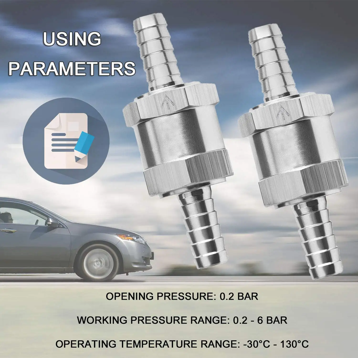 3/8 Inci 10Mm Non-return Satu Arah Aluminium Logam Campuran Perak Garis Bahan Bakar Katup Udara Minyak Bensin Air Diesel untuk Sepeda Motor