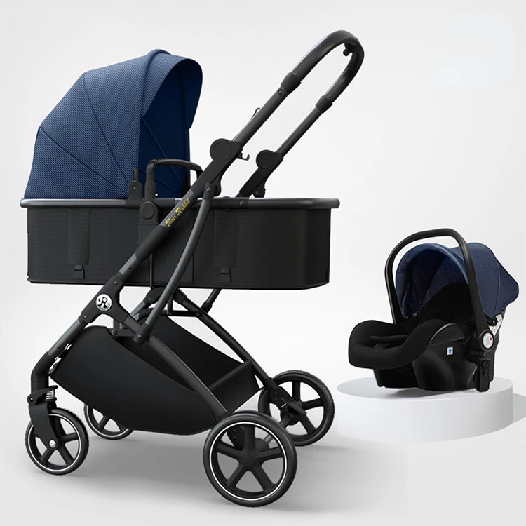 Cochecito de bebé 3 en 1, carrito plegable con absorción de impacto, vista alta, novedad de 2024