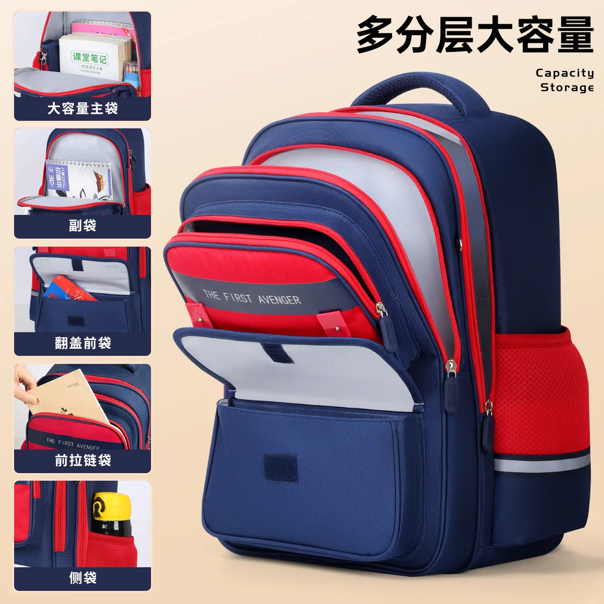 Disney Marvel School Bags For Boys Girls Grade 1-3 Primary Student Shoulder Orthopedic Backpack Captain America Gifts Mochilas