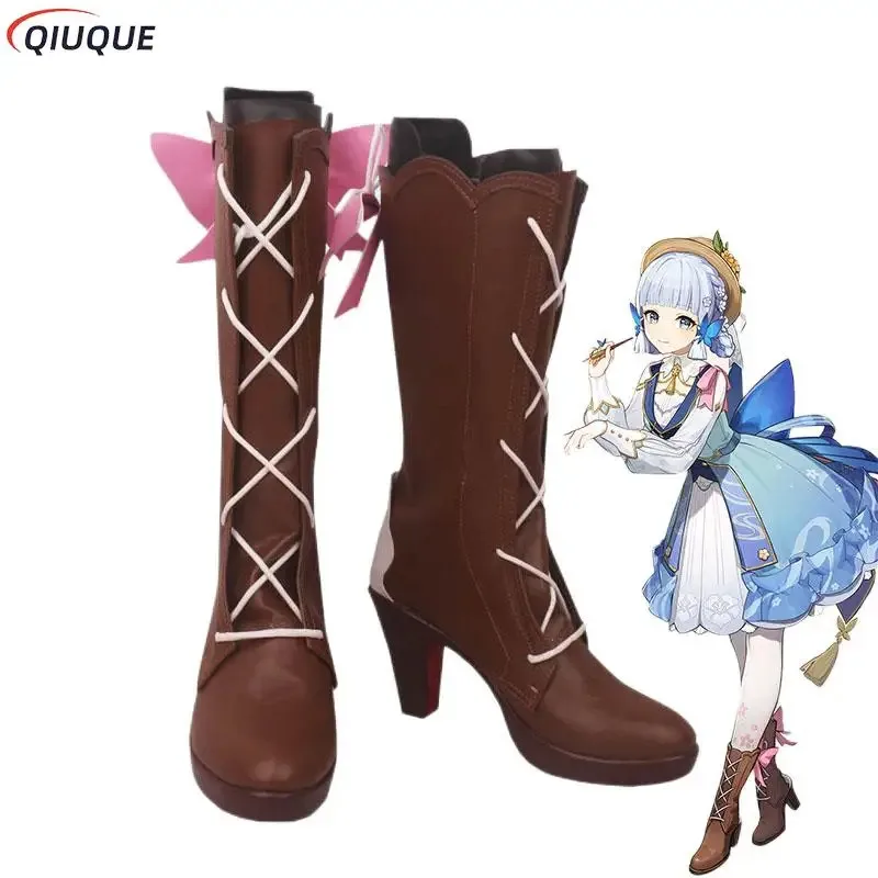 

Kamisato Ayaka New Skin Springbloom Missive Cosplay Shoes Women Mid-leg Boots Game Genshin Impact Cosplay Accessories Props