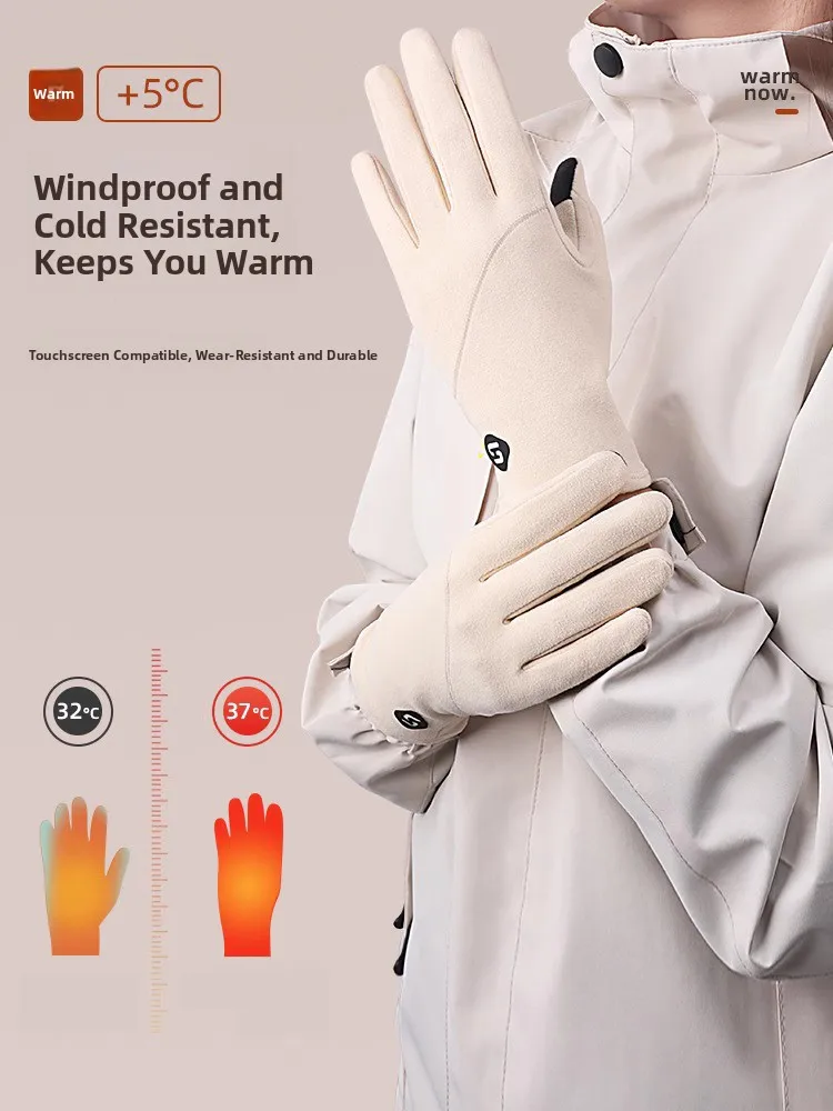 Women's Winter Fleece Lined Gloves 2026 Style Cycling Driving Warm Touchscreen Inner Ski Soft Comfortable Velvet Fingerless