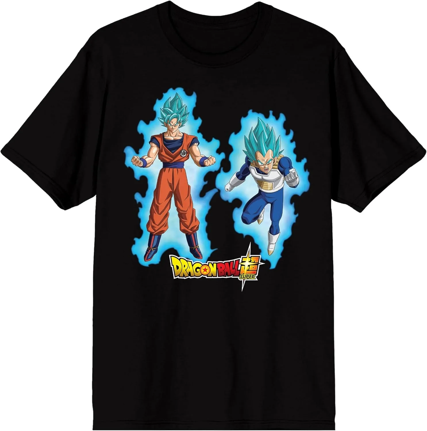 2026 Sommer Dragon Ball 100% Baumwolle Herren T-Shirt Oversized Super Saiyan Blue Goku & Vegeta Print Top, Unisex & Familien-Partnerlook