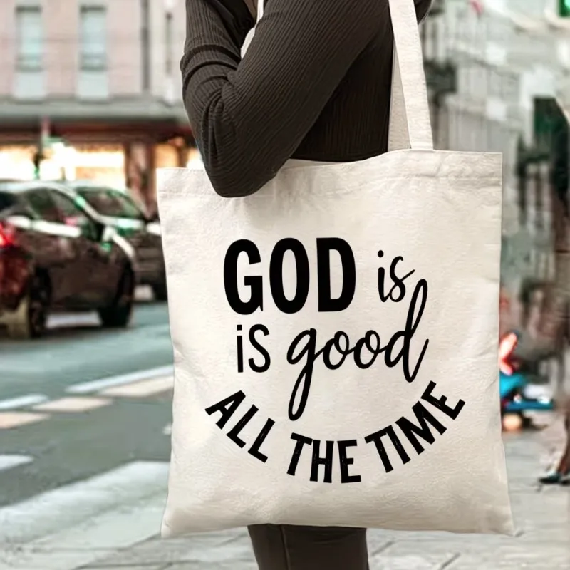 

God Is Good All The Time Tote Bag Christian Faith Print Reusable Bag for Everyday Use